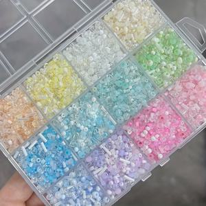 TEMU 4200개 12-그리드 컬러풀 반투명 유리 비즈 혼합 DIY 수제 팔찌 목걸이 만들기 키트, 우정팔찌, 목걸이, 열쇠고리 참 장식 등에 적합한 공예 액세서리 패션 선물|비즈목걸이
