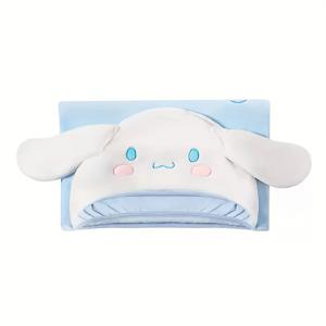 TEMU MINISO 신밖모롤용 후드 에어컨 담요 - 편안한 폴리에스터 플리스, 귀여운 만화 디자인, 플러시 화이트 후드 및 블루 액센트, 학생, 사무실, 또는 가정용으로 완벽, 사무실 스웨일 | 재미있는 디자인 | 부드러운 플리스 소재, 신밖모롤 테마 아이템용
