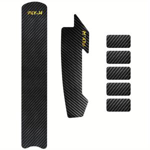 TEMU FLY_H 자전거 체인 가드 및 프레임 보호 테이프 - MTB 및 로드 바이크용 내구성 있는 카본 파이버 스티커, 스크래치 및 충격 방지, 설치 용이, 블랙 PU 소재, 다운 튜브 프로텍터 1개 + 체인 프로텍터 1개 + 스크래치 방지 자동차 페인트 스티커 5개 포함, 자전거 스티커