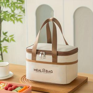 TEMU 백 투 스쿨 용품, 학생용 점심 보관, 사무실 직원용 식사 운반에 적합한 1pc 화이트 옥스퍼드 클로스 토트 스토리지 백과 3개의 대용량 접이식 보관 가방 세트. 이 제품은 학교, 대학, 직장에서 사용하기 적합합니다.