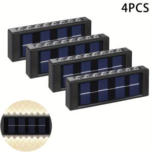 TEMU 4개입, 16LED 태양광 볼록 거울 벽등, 야외 장식용 조명, IP44 가정용 LED 풍경조명, 옥외, 안뜰, 빌라, 울타리, 테라스, 정원에 적합