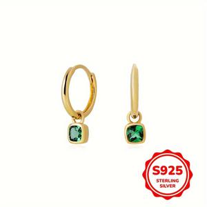 TEMU 2개 S925 귀걸이 1.81g 우아한 레트로 기하학적 합성 지르코니아 펜던트 귀걸이, 여성용 패션 주얼리 선물, 일상 착용 및 교사의 날/학교 개교 시즌/졸업 시즌에 적합