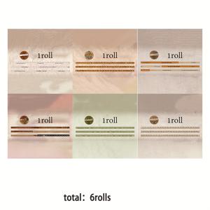 TEMU 빈티지 와시 테이프 컬렉션 6롤 세트 - 스크랩북킹, 선물 포장, DIY 공예용 혼합 색상 및 패턴 숫자 장식 테이프