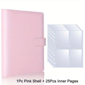 TEMU 1개 A5-PUPU PU 가죽 루즈리프 포토 앨범, 4칸 PVC 단면 내부 페이지 25장 포함, 아이돌 카드 수집용 3인치 컬렉션 북, DIY 여행 일기, 핸드메이드 사진 앨범, 미니 영화 및 가족 사진 및 기념일 사진에 사용|다이어리|일기장