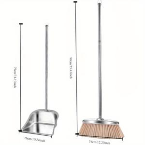 TEMU 중량 더블 브러마 세트, 브러마 크기 79cm, 브러마 크기 90cm, 슈퍼 두꺼운 스테인레스 스틸 브러마 및 파이프 세트 - 내구성과 쉽게 청소할 수 있음, 침실, 욕실, 주방, 거실, 가정용 청소 도구 세트에 적합, 효율적인 청소, 유연한 디자인, 빠른 먼지 제거, 가정 및 사무실 청소에 좋은 도우미