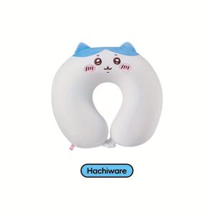 TEMU MINISO ChiKawa 시리즈 U형 여행용 베개 - 귀여운 및 부드러운 목 지지, 편안한 낮잠을 위한 다기능, 중간 부드러움, 폴리에스터 및 폴리우레탄 블렌드, 스팟 클렌스 관리, 귀여운 베개