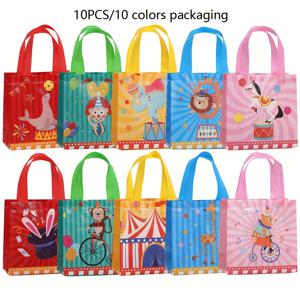 TEMU 10/30pcs 선물 가방 카니발 파티 포장 가방 만화 핸드백 클로우/동물/ 페리스 휠/ 뜨거운 공기 풍선/ 텐트/ 드럼 프린트 비직 가방 생일 선물 보관 가방 접이식 선물 보관 쇼핑 가방 파티 선물 포장 가방 소매점 쇼핑 가방 파티 선물 포장 가방