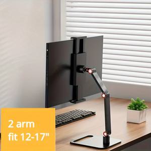 TEMU 1pc 인체공학적 알루미늄 합금 모니터 스탠드 - 12-17인치 화면 조절 가능한 데스크 마운트, VESA 호환, 360도 회전, 견고한 베이스, 최대 11.02LB 지지, 블랙|모니터받침대
