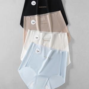 TEMU 4pcs 여성용 초박형 무끈한 빠른 건조 속옷 - 누드 피부 친화적인 마스크 팬츠, 10A 무화과 브리프, 높은 허리 및 복부 지원, 라이트 블루, 비에지, 화이트, 블랙, 하이 웨스트 브리프|무끈한 속옷|빠른 건조 소재