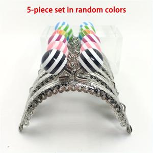 TEMU 5개 철제 키스 버클 DIY 지갑용, 줄무늬 비즈 롤리팝 디자인, 반원형 엠보싱 레이스 캔디 헤드, 랜덤 컬러 동전 팩 메탈 프레임 액세서리, DIY 지갑 만들기