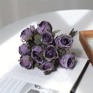 TEMU 6개 빈티지 버닛 엣지 인공 장미 부케 - 항산화 인공 꽃, 리얼리스틱 터치, 12.59인치 높이 - 홈 데코, 거실 탁상, 야외 정원, 결혼식 및 약혼 장면, 신부 꽃 들기, 휴일 파티 선물, 웨딩 플라워 장식에 완벽함
