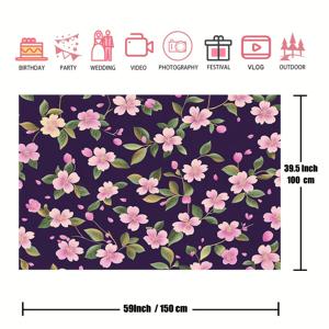 TEMU 우아한 벚꽃, 다용도 진한 파란색 천과 벚꽃 - DIY 공예 및 홈 데코에 이상적, 사계절용 폴리에스테르 직사각형
