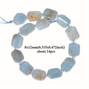 TEMU 12x8mm AAA 천연 블루 칼사이트 스톤 비즈 - 대리석 무늬가 있는 파란색 & 갈색 불규칙 직사각형 DIY 주얼리 만들기용, 팔찌 및 목걸이 - 독특한 자연 패턴, 내구성 있는 공예 재료, 연마된 표면