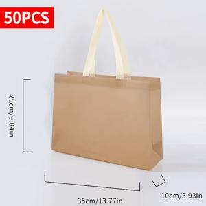 TEMU 50pcs 재사용 가능한 비직물 쇼핑 백 - 해러윈, 크리스마스, 파티, 결혼식, 생일, 공예용으로 다용도한 내구성 있는 가방 - 남색, 블랙, 그레이, 그린, 베이지 색으로 제공, 선물 백|테무쇼핑|토트백|에코백
