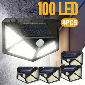 TEMU 4개 스마트 야외 태양광 벽등, 모션 센서 야외 벽등, 100LED 측면 램프, 야외 태양광 홍수등 벽, 현관, 안뜰, 데크, 테라스, 차고, 정원