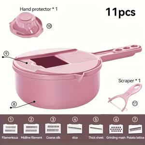 TEMU 12-in-1 야외 주방 다기능 채소 및 과일 쵸퍼 당근 감자 수동 슬라이싱 무 그레이터 피크닉 주방 도구 호텔/상업용 채소 커터|야채다지기