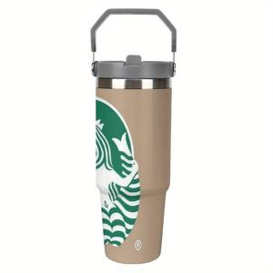 TEMU 1개 30온스 스테인리스 텀블러 스트로우 포함 - 이중벽 진공 단열 여행용 머그컵, BPA 프리, 캠핑/등산/야외 활동용 방수 뚜껑 및 인체공학적 손잡이, 음료를 몇 시간 동안 뜨겁거나 차갑게 유지