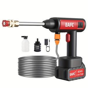 TEMU 고압 자동차 세척 총 3.0MPa/4.3kgf/cm² 압력 세척기, 회전 노즐, 인간 중심된 손잡이 및 USB 충전식 배터리 (18650) - 가정, 차고, 자동차 세척 서비스, 자동차 세척 스프레이 총, 야외 청소 도구, 내구성 있는 구조, Type C 충전|물총