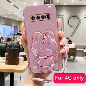 TEMU 삼성 갤럭시 S10/S10+, S9/S9+, S8용 귀여운 만화 메이크업 거울 홀더 방탄 충격 방지 전기도금 소프트 쉘과 끈이 있는 2024년 신형 모바일 폰 케이스