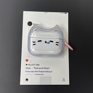 TEMU 1/2/3세대 에어팟 프로2용 귀여운 수면 고양이 케이스 - 키체인 포함 투명 보호 커버, 내구성 있는 PBT 소재, 부드러운 터치 완성, 긁힘 방지 및 충격 방지, 고양이 액세서리