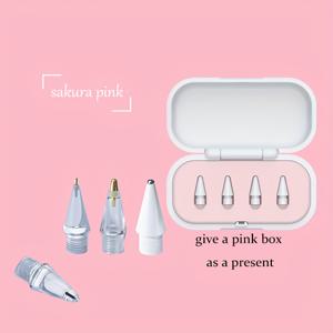 TEMU 애플 펜/2세대/1세대/1세대, 아이패드 프로 펜슬 액세서리 2/1세대 (4개, 펜 팁 보관함 포함) 감성 교체 액세서리, 사무실 및 학습 필수품|아이패드파우치