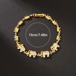 TEMU 1개 18K 금도금 코끼리 & 아기코끼리 여성용 브레이슬릿, 반짝이는 장식, 민족 스타일 조절 가능한 체인 링크 주얼리 선물, 액세서리, 정교한 디테일