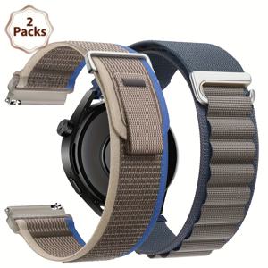 TEMU 2개 세트 나일론 시계 스트랩, 22mm/20mm, Huawei Watch 5/4/3/2/2e, Amazfit GTR 47mm, for Samsung for galaxy Watch 7/6/5/4/6 클래식 44mm/40mm/45mm/46mm/42mm Gear S3 클래식 프런티어와 호환 가능, 내구성 있는 방수 스포츠 밴드, 나일론 소재