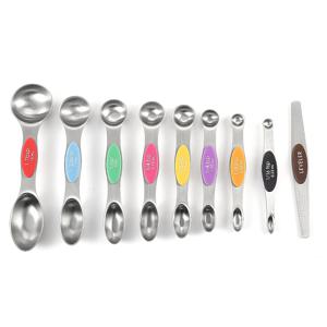 TEMU 9개 자석 측정 스푼 세트, 레벨링 도구가 있는 양면 차 스푼, 건조 및 액체 재료용 강력 스테인리스 스틸 - JoolKos