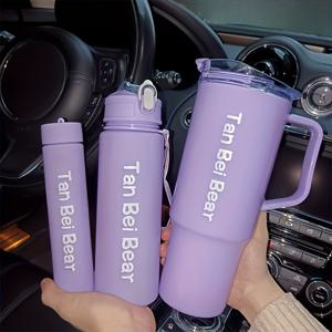 TEMU 3개 세트 1500ml+900ml+300ml 그라데이션 휴대용 조합 컵, 야외 스포츠 자동차 물병, 누수 방지 워터컵, 피트니스 캠핑 학교 선물에 적합|텀블러