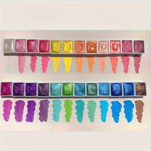 TEMU 24-Color Pearl Watercolor Paint Set - 아티스턴 솔리드 금속 글리터 팔레트, 혼합 및 레이어링을 위한 비토닉 일본 그라데이션 워터컬러 페인트, 화려한 색상, 색상 페이다운 개선, 레이어링 아트 용품|화려한 페인트 팔레트|금속 글리터 피니시, 워터컬러 페인트