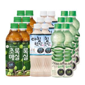 웅진식품 제로3종 혼합 500ml x 18페트(초록매실 제로+아침햇살 제로슈가+자연은알로에 제로)