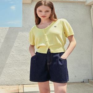 [44-120]  Lovable Puff Cardigan 러버블 퍼프 가디건 (여름/데일리룩/출근룩/하객룩/격식룩/고급/가디건/퍼프/로고/세미크롭/싸개버튼/빅사이즈/자체제작)
