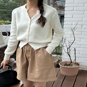 (당일발송)(국내생산)넥 슬릿 울 니트 가디건(3color)