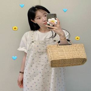 크림요거트 플라워 멜빵 원피스 (one color)