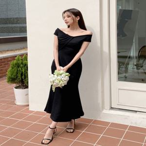 엘라 셀프웨딩 드레스 2color, 블랙 오프숄더 프로필 피로연 2부 브라이덜샤워 돌잔치 스냅 촬영 원피스