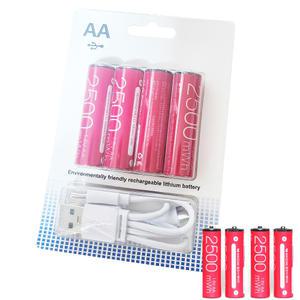WINZONE USB C타입 충전 배터리 충전 건전지 AA 1.5V 1700mAh (2500mWh) 4P세트/동시 케이블/Li-ion