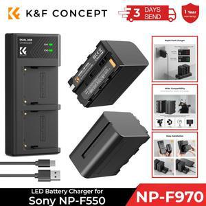 K&F Concept 2 팩 NP-F970 카메라 배터리 LED 충전기 소니 고전력 조명