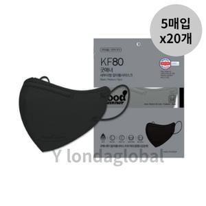 굿매너 여름 새부리 마스크 중형 KF80 블랙 5P 20개