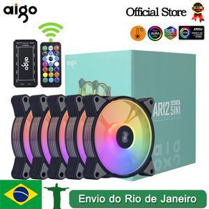 Aigo AR12 120mm pc 컴퓨터 케이스 팬 RGB 방열판 aura sync sata 포트 12cm 쿨러 argb 자동 컨트롤러 팬