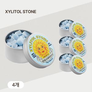 자일리톨스톤 자일리톨 무설탕 캔디 사탕 페퍼민트부스터 70g 4개 틴케이스 필란드산