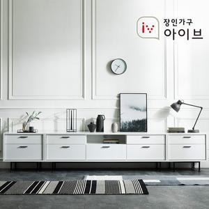장인가구 아이브 루시퍼 화이트 다용도 수납 3000 거실장 세트A