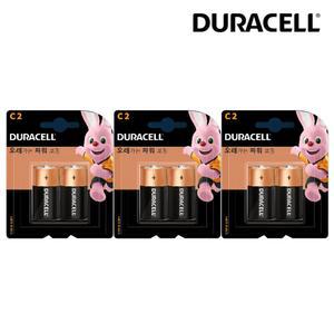 듀라셀 알카라인 건전지 C 2입 X 3개 C타입 C2 배터리 LR14