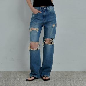 [판도라핏][WIDE] Jack Damage Jeans