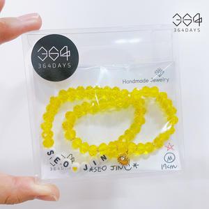 364days 2개set 박서진 굿즈 노랑색 크리스탈 팔찌 이니셜 응원 팔찌세트 옐로우