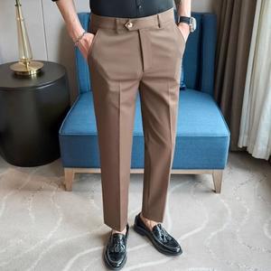 남성 바지 배기핏 여름 캐주얼 팬츠 논스톱 슬림 솔리드 9부 정장 OP2