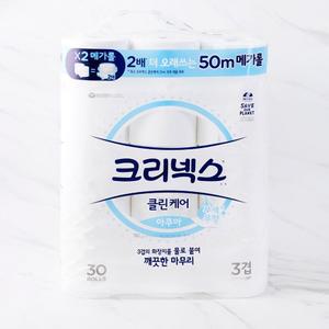 크리넥스 3겹 클린케어 메가롤 화장지 50M*30롤