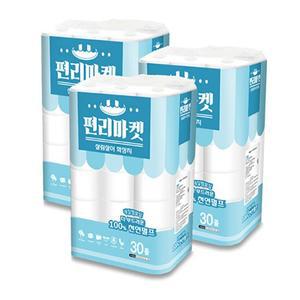 편리마켓 살림살이 천연펄프 화장지 3겹25m 30롤 / 3팩, 프리미