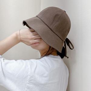 써보면 더이쁜 린넨 뒤트임 리본 스트랩 버킷햇 벙거지 여성 여름 모자