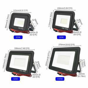 야외 LED 투광 조명 스포트라이트, IP66 방수 반사판, 휴대용 12 볼트 20W,
