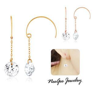 [NeeGee] 14K GOLD 큐빅드롭 반달링